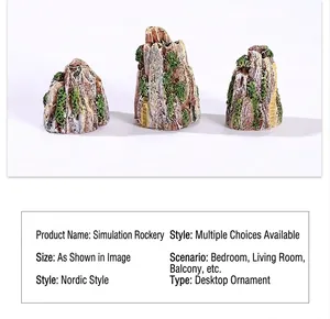 Miniature rockery landscape figurines for succulent pots and aquarium sand table decor