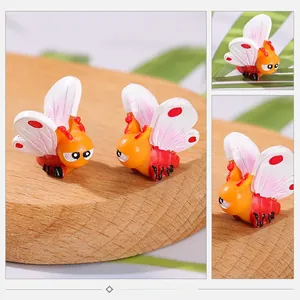 Miniature resin cartoon bee with red polka dots for succulent and DIY micro landscape