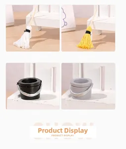 Detalles del set de limpieza en miniatura con pequeñas escobas y cubos para decoro 1:12