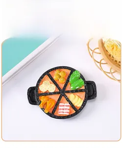 Detail of creative resin fridge magnet featuring realistic Chinese hotpot ingredients