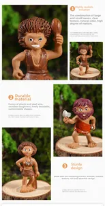 Dettaglio di figurine di cavernicoli in resina con filo d'acciaio pieghevole per scene DIY