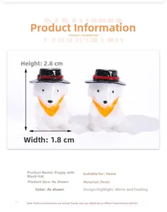 Detail view of miniature resin puppies with dimensions 2.8cm by 1.8cm for DIY decor