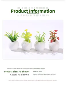 Detailed view of four miniature dollhouse succulent plants in white eggshell resin pots