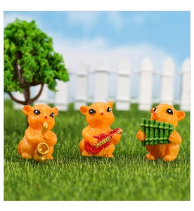Miniature resin hamster band figurines with musical instruments for succulent decoration