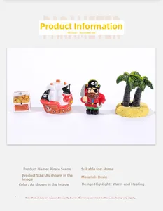 Detailed product card for resin pirate ship and treasure chest micro landscape decor