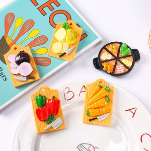 Realistic Miniature Food Fridge Magnets Resin Vegetable Chopping Board Hot Pot Models Creative Home Kitchen Decor
