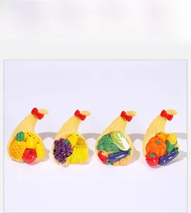 Miniature resin fruit baskets with pineapple and grapes for DIY crafts and micro landscapes