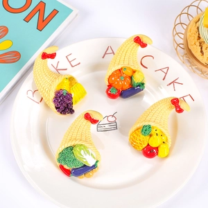 Resin Cornucopia Fruits Vegetables Fridge Magnet Mini Food Play Ornament For Kitchen Home Decoration Harvest Gift