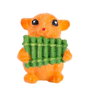 Cute hamster resin figurine playing green panpipes for succulent micro-landscape decoration
