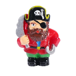 Resin pirate gnome figurine with skull hat, cutlass and hook for home decor