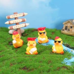 Miniature graduation duck figurines for succulent landscaping and desk decoration