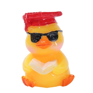 Cute resin graduation duckling with doctoral hat and glasses for desktop decor
