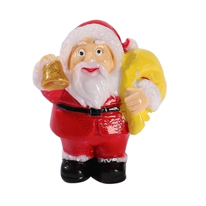Miniature Santa Claus figurine with gold bell and yellow gift bag for Christmas DIY decor