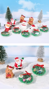Figuras en miniatura de resina de Navidad con Papá Noel y renos para micro paisajes