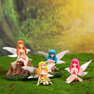 Cartoon Flower Fairy Miniature Figurines PVC Resin Moss Micro Landscape Ornaments Fairytale Garden Decor For Desktop Home Decor