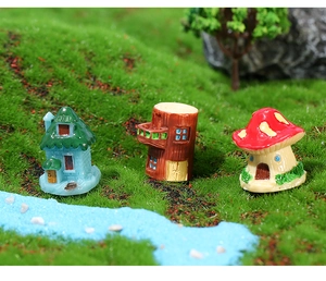 Miniature resin fairy house figurines for micro landscape and DIY garden decor