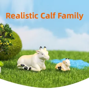 Realistisches Kuh-Familien-Set aus Harz für Miniaturgärten und DIY-Landschaftsbau