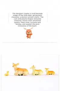 Detailed view of four deer family resin ornaments for miniature garden and home decor