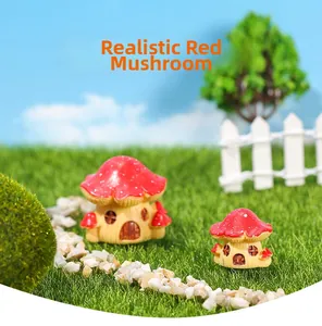 Artificial red mushroom house miniatures for fairy garden micro landscape decor