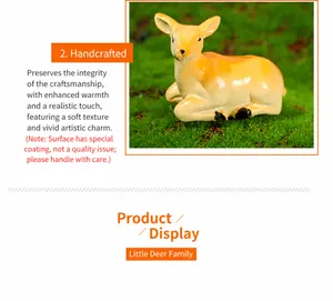 Detailed view of handmade deer figurine with textured surface on a green lawn