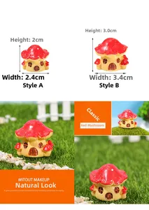 Detailed size comparison of resin mushroom houses for miniature garden landscaping