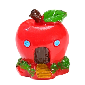 Miniature red apple treehouse resin craft for DIY fairy garden micro landscape decor