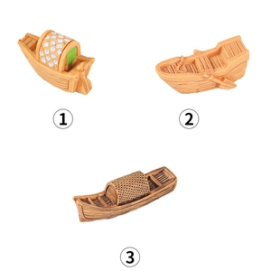 Tre modelli di barche in miniatura in resina con venature del legno per paesaggi fai da te