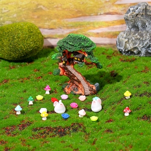 Ornamenti in Resina in Miniatura Casetta sull'Albero Coniglio Fungo Rosa Per DIY Giardino delle Fate Micro Paesaggio Piante da Scrivania Decorazione
