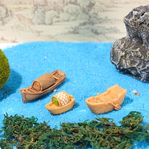 Tre figurine di barche in miniatura in resina per decorazione di micro paesaggi fai da te