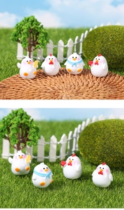 Set van 4 schattige hars kuikenfiguren voor moslandschap en tuin decoratieve items