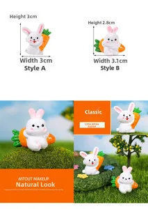 Detailansicht der Mini-Hasenfiguren aus Resin mit Karotten für Mikrolandschafts-Deko