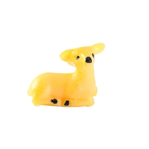 Cute translucent yellow deer figurine in sitting pose for miniature garden landscape decor