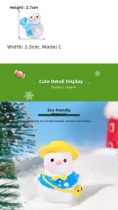 Detalle de las figuritas navideñas de 2,7 cm con lindos patos en trajes de invierno