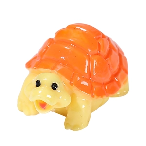Mini statuina di tartaruga in resina con guscio arancione per decorazione micro paesaggi