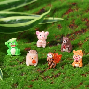 Adorable forest animal miniatures set including frog and bear for micro landscapes