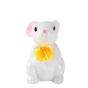 Figurine de lapin miniature en résine avec coquillage jaune pour décor de paysage