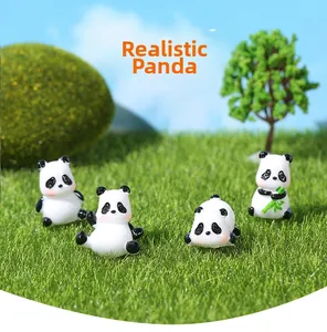 Set van vier panda miniatuurfiguren van hars voor de tuin en taartdecoratie