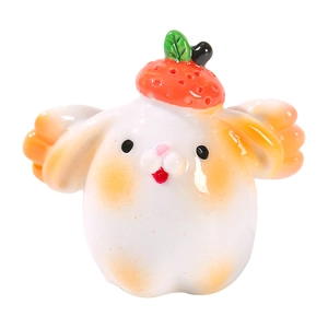 Cute miniature strawberry rabbit figurine for bonsai garden and succulent landscape decor