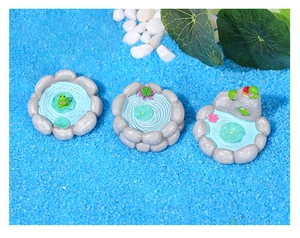 Miniature resin ponds set with lotus and frogs for DIY bonsai garden decoration