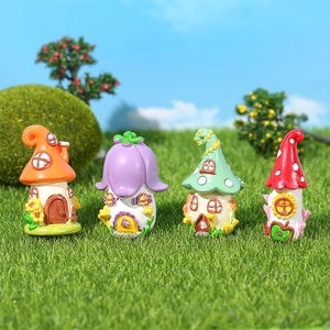 Miniature Fairy Tale Castle Mushroom House Resin Figurines For Garden Micro Landscape Home Desktop Decorative Ornaments