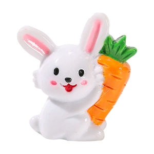 Miniatur Kaninchen aus Harz mit Karotte für DIY Mikrolandschaft und Garten Dekoration