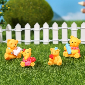 Süße Gelbe Bären Harz Ornamente Für Mikro Landschaft DIY Bonsai Miniatur Tierfiguren Home Schreibtisch Dekoration Cartoon Handwerk