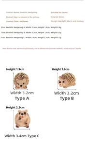 Tableau des tailles détaillé pour miniatures de hérisson en résine avec dimensions