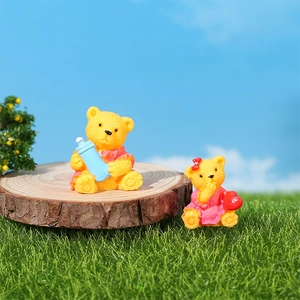 Miniatur Teddybär Harzfiguren für Mikro-Landschaft DIY Bonsai Dekorationen