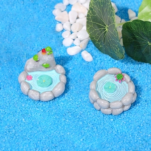 Resin Miniature Pond Ornaments Micro Landscape Decor Fairy Garden Succulent Pot Decor Frog Lotus Mountain Mini Statues