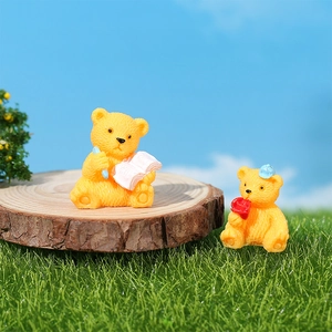 Miniatur-Teddybären aus Kunstharz für DIY-Bonsai-Landschaftsdekor in Gelb