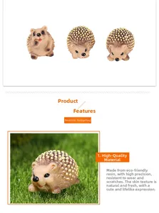 Détail macro de la figurine hérisson en résine avec texture réaliste pour décor DIY