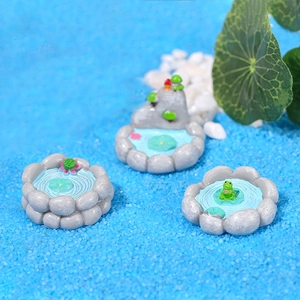 Micro landscape kit with resin lotus pond, frog miniatures and mountain stone texture