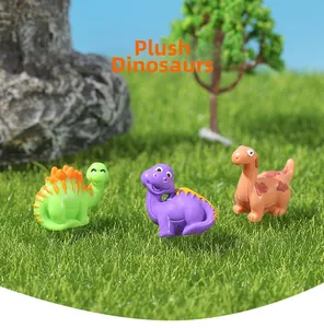 Miniaturas de dinosaurios de resina para micropaisajes con estegosaurio verde y brontosaurio