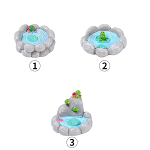 Micro landscape resin ornaments featuring miniature lotus pond and stone pool designs